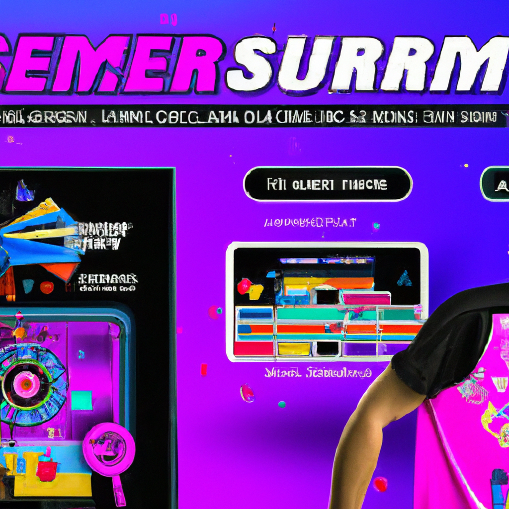 Neon hero composite of arcade cabinet, HUD overlay, and player thumbnails